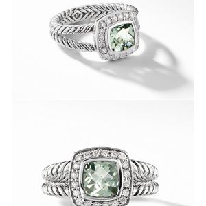 Petite Albion David Yurman ring in parasiolite stone with diamonds. Size 7.5